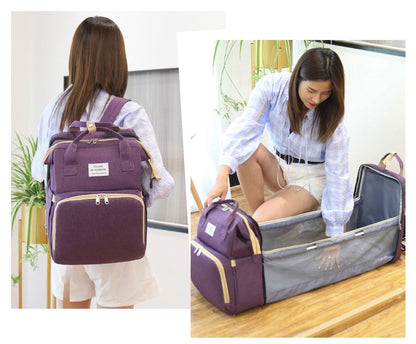 Mochila 3 En 1 Pañalera Cuna Y Mudador P